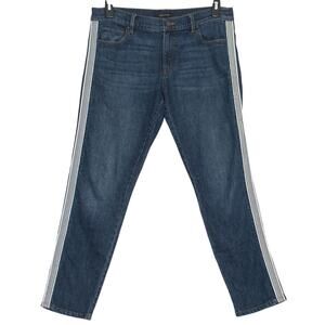 Ann Taylor Womens Jeans The Girlfriend Minimalist Casual Stripe Blue Size 4